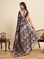 Vedant Vastram Soft Litchi Silk Paithani Jacquard Saree - Wine