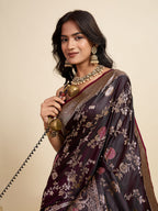 Vedant Vastram Soft Litchi Silk Paithani Jacquard Saree - Wine