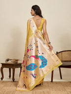 Vedant Vastram Cotton Silk Paithani Jacquard Saree - Yellow