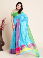Vedant Vastram Soft Art Silk Silk Jacquard Fancy Saree - Firozi
