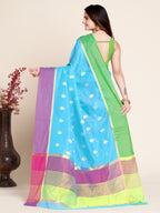 Vedant Vastram Soft Art Silk Silk Jacquard Fancy Saree - Firozi