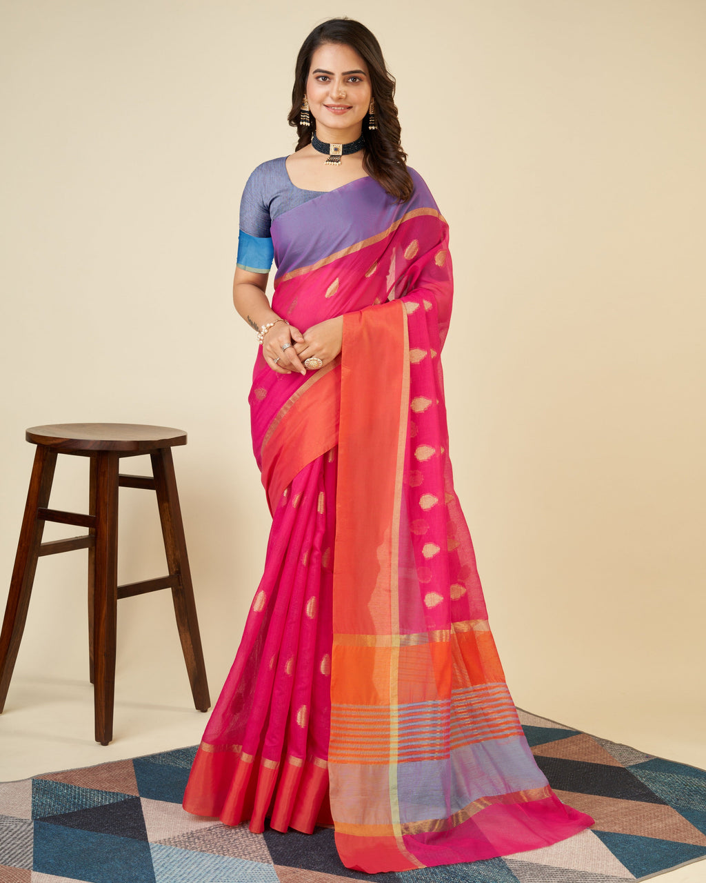 Vedant Vastram Soft Art Silk Silk Jacquard Fancy Saree - Pink