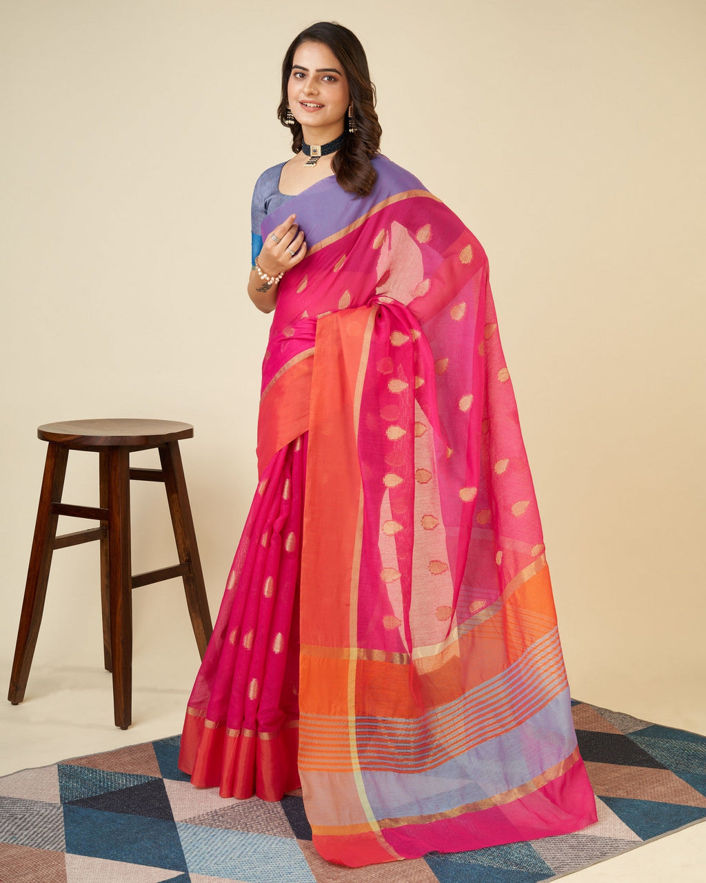 Vedant Vastram Soft Art Silk Silk Jacquard Fancy Saree - Pink