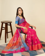 Vedant Vastram Soft Art Silk Silk Jacquard Fancy Saree - Pink