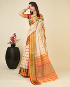Vedant Vastram Soft Art Silk Silk Jacquard Fancy Saree - Beige