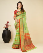 Vedant Vastram Soft Art Silk Silk Jacquard Fancy Saree - Parrot