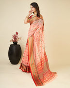 Vedant Vastram Soft Art Silk Silk Jacquard Fancy Saree - Peach