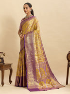 Vedant Vastram Soft Litchi Silk Banarasi Silk Jacquard Saree - Lavender