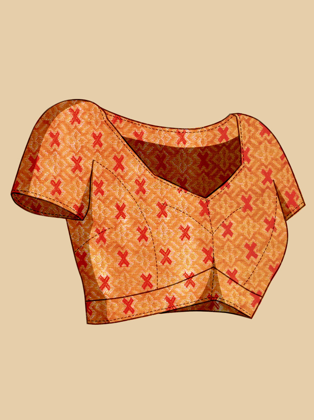 Vedant Vastram Soft Litchi Silk Banarasi Silk Jacquard Saree - Orange