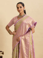 Vedant Vastram Soft Litchi Silk Banarasi Silk Jacquard Saree - Pink