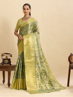 Vedant Vastram Soft Litchi Silk Banarasi Silk Jacquard Saree - Pista