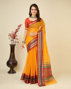 Vedant Vastram Cotton Silk Silk Jacquard Fancy Saree - Mustard