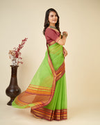 Vedant Vastram Cotton Silk Silk Jacquard Fancy Saree - Parrot