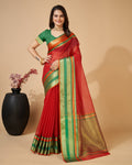 Vedant Vastram Cotton Silk Silk Jacquard Fancy Saree - Maroon
