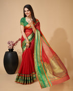 Vedant Vastram Cotton Silk Silk Jacquard Fancy Saree - Maroon