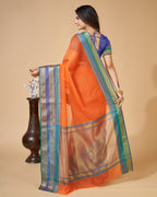 Vedant Vastram Cotton Silk Silk Jacquard Fancy Saree - Orange