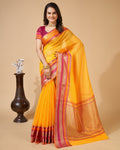 Vedant Vastram Cotton Silk Silk Jacquard Fancy Saree - Yellow