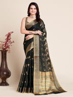 Vedant Vastram Cotton Silk Silk Jacquard Fancy Saree - Black