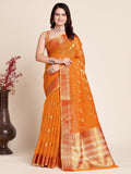 Vedant Vastram Cotton Silk Silk Jacquard Fancy Saree - Orange