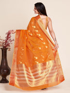 Vedant Vastram Cotton Silk Silk Jacquard Fancy Saree - Orange