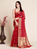Vedant Vastram Cotton Silk Silk Jacquard Fancy Saree - Red