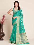 Vedant Vastram Cotton Silk Silk Jacquard Fancy Saree - Seegreen