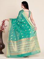 Vedant Vastram Cotton Silk Silk Jacquard Fancy Saree - Seegreen