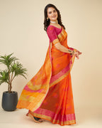 Vedant Vastram Cotton Silk Silk Jacquard Fancy Saree - Orange