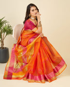 Vedant Vastram Cotton Silk Silk Jacquard Fancy Saree - Orange