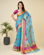 Vedant Vastram Cotton Silk Silk Jacquard Fancy Saree - Rama