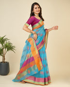 Vedant Vastram Cotton Silk Silk Jacquard Fancy Saree - Rama