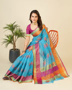 Vedant Vastram Cotton Silk Silk Jacquard Fancy Saree - Rama