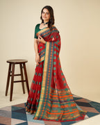 Vedant Vastram Cotton Silk Silk Jacquard Fancy Saree - Maroon
