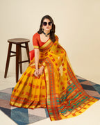 Vedant Vastram Cotton Silk Silk Jacquard Fancy Saree - Mustard