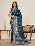 Vedant Vastram Soft Litchi Silk Banarasi Silk Jacquard Saree - Rama