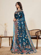 Vedant Vastram Soft Litchi Silk Banarasi Silk Jacquard Saree - Rama
