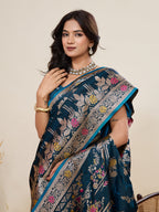 Vedant Vastram Soft Litchi Silk Banarasi Silk Jacquard Saree - Rama