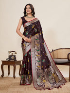 Vedant Vastram Soft Litchi Silk Banarasi Silk Jacquard Saree - Maroon