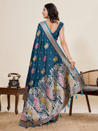 Vedant Vastram Soft Litchi Silk Banarasi Silk Jacquard Saree - Rama