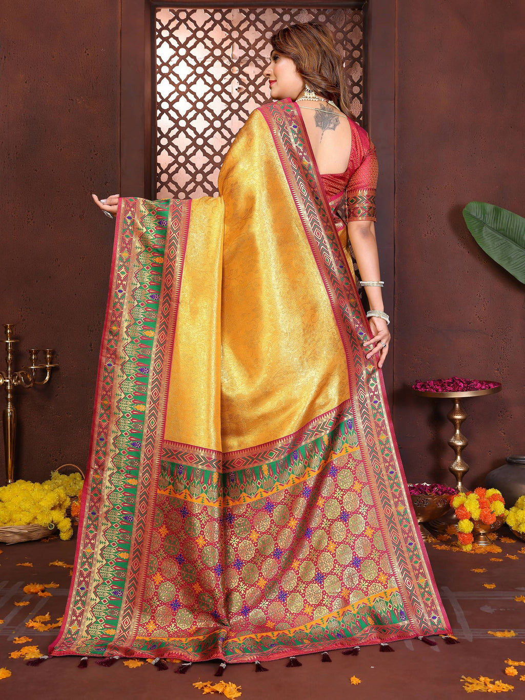 Aastha Fashion Gold Tissue Silk Weaving Saree - Distacart