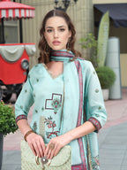 Joban Fashion Sky Blue Positive Digital Print With Position Foil Kurta Set - Distacart