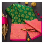 DEIANA'S Beautiful Designer Golden zari Soft Lichi Silk Saree - Green