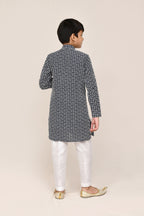 Joban Fashion Cotton Navy Blue Kurta With Straight Fit Pant