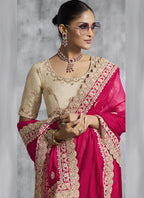 Vegaa Fashion Red Silk Embroidered Wedding Wear Saree
