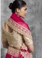 Vegaa Fashion Red Silk Embroidered Wedding Wear Saree