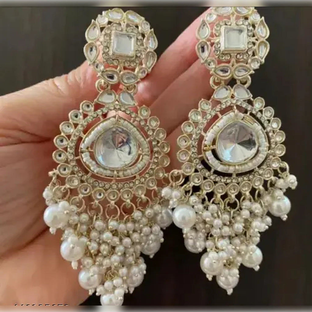 Jewel City Opulent Crystal and Pearl Chandelier Earrings - Stunning Formal Jewelry - Distacart