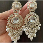 Jewel City Opulent Crystal and Pearl Chandelier Earrings - Stunning Formal Jewelry - Distacart
