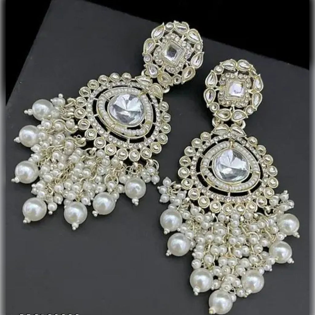 Jewel City Opulent Crystal and Pearl Chandelier Earrings - Stunning Formal Jewelry - Distacart