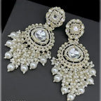 Jewel City Opulent Crystal and Pearl Chandelier Earrings - Stunning Formal Jewelry - Distacart