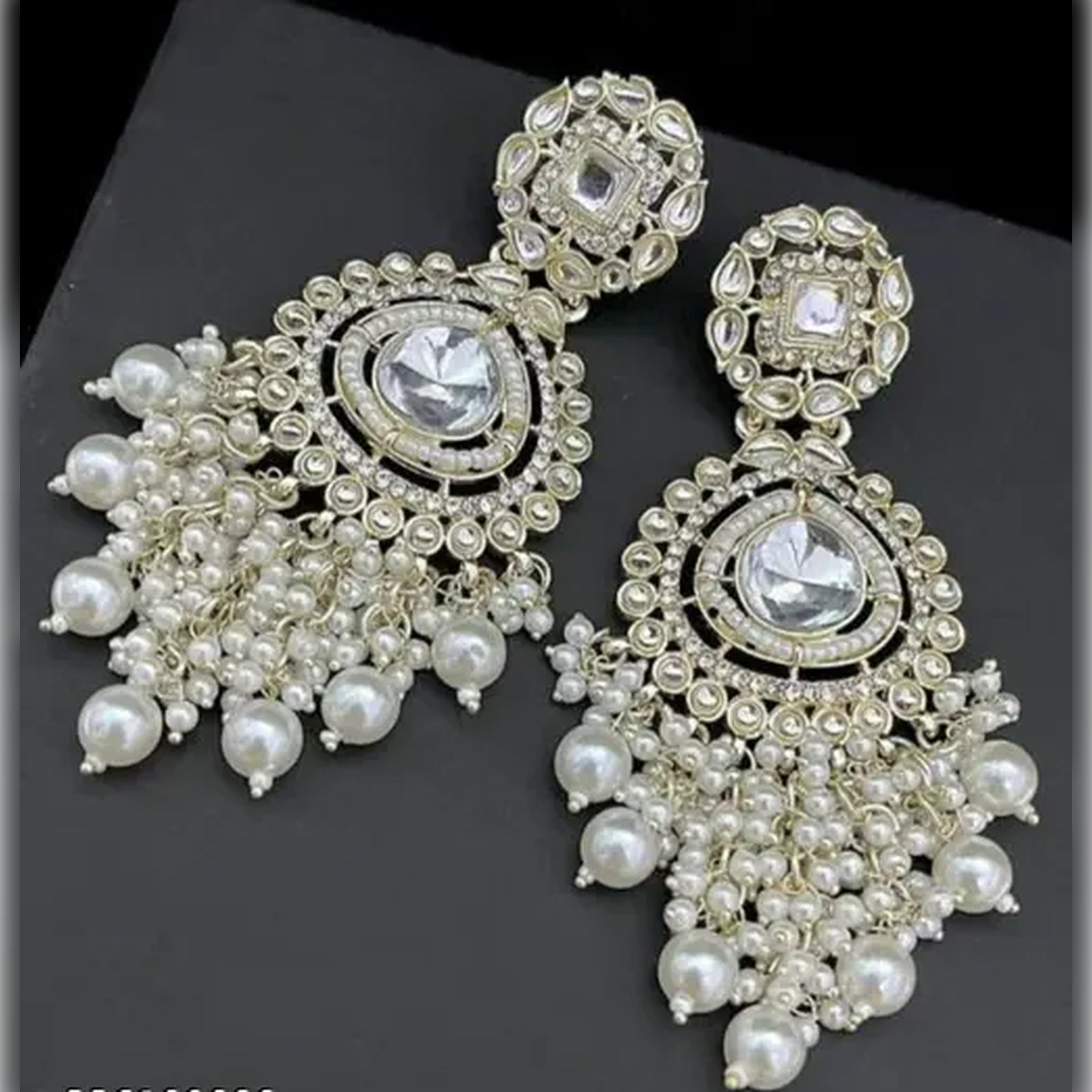Jewel City Opulent Crystal and Pearl Chandelier Earrings - Stunning Formal Jewelry - Distacart